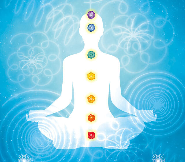seven chakras colored illustration