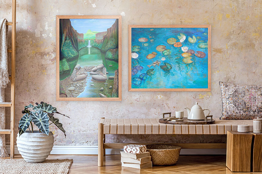 Matthew Smith's Stream of Consciousness & Karina Woldt's Koi in a Lotus Pond energy art