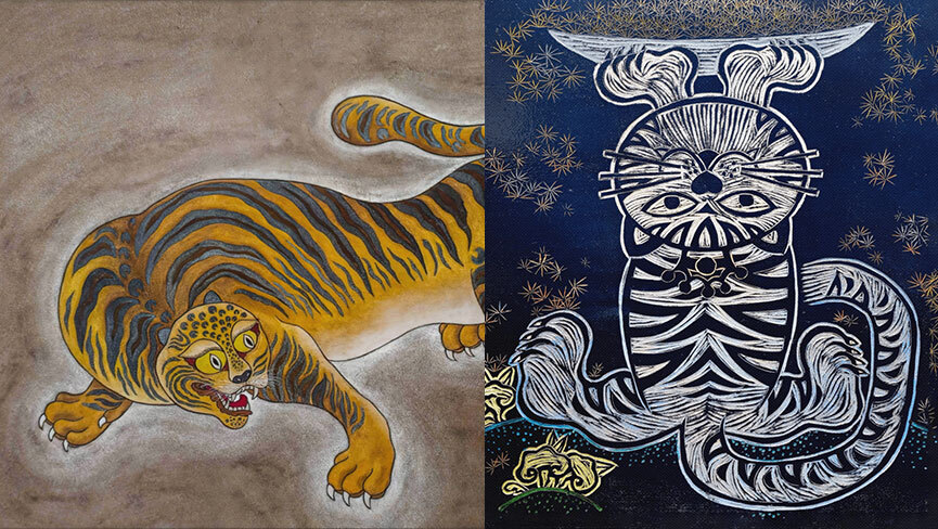 tiger symbolism paintings by Meekyung Shin and Yesang Lee
