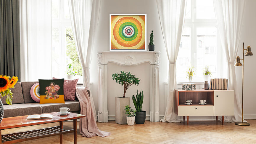 bright living room with tall ceilings and windows